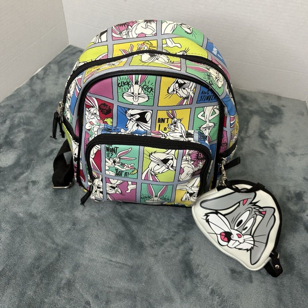 Warner Bros. Looney Tunes Bugs Bunny Mini Backpack w/Zip Pouch White 10.5" - Picture 6 of 10